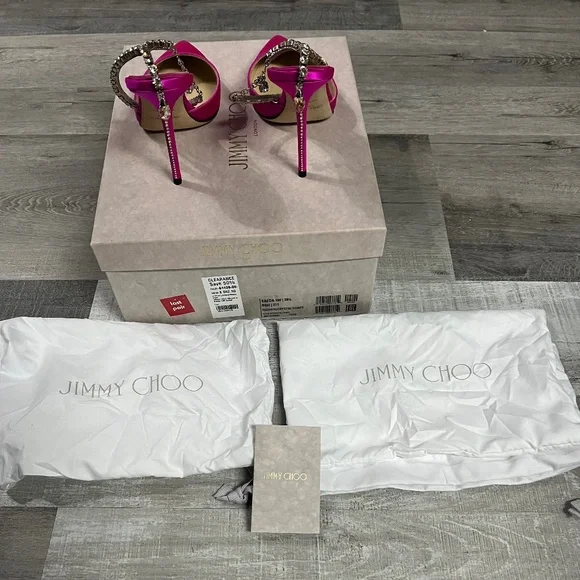 Jimmy Choo Saeda 100 fuschia crystal heels - Picture 14 of 14